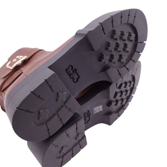 NWOB Coach Lacey Buckled Lug Sole Engineer Boots Sz 7B Brown Leather CB995 - Picture 13 of 14